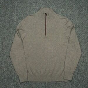 Neiman Marcus Sweater Mens Large Brown 100% Cashmere Quarter Zip